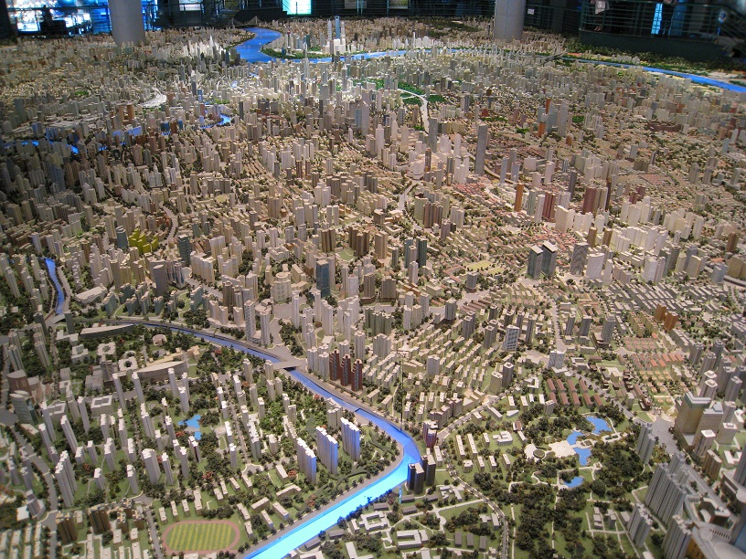 Modellbauplan Shanghai´s zeigt alle existierenden und die bis 2020 geplanten Bauten